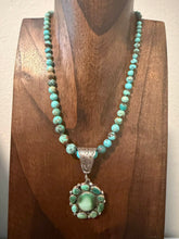 Load image into Gallery viewer, Navajo sterling silver Royston turquoise pendant necklace