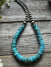 Load image into Gallery viewer, Sterling Silver Blue Turquoise W Pearls Bead Necklace. 18 inch