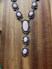 Load image into Gallery viewer, Navajo Handmade Sterling Silver Pink Conch Lariat Pearls Chain Bead Necklace E