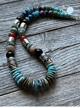 Load image into Gallery viewer, Tommy &amp; Rosita Singer T R Sterling Silver Turquoise Bead Necklace 20”