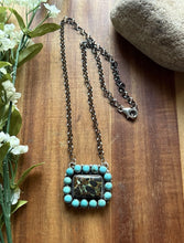Load image into Gallery viewer, Navajo Sterling Silver Black Jack Turquoise Cluster Chain Lariat Necklace CY