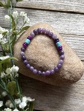 Load image into Gallery viewer, Multi Stone Purple 6.5 Inch Stretch Elastic Stretchy Bead Bracelet Gift