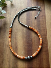 Load image into Gallery viewer, Sterling Silver Orange Spiny Oyster W Multi Bead Pearls Necklace. 18 Inch. Gift