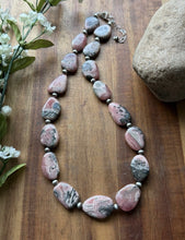 Load image into Gallery viewer, Sterling Silver Rhodochrosite Pearls Bead Necklace. 18 inch. Gift