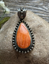 Load image into Gallery viewer, Native American Sterling Silver Orange Spiny Oyster Pendant H Happy Piasso