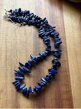 Load image into Gallery viewer, Sterling Silver Lapis Nuggets Turquoise Bead Necklace. 18 inch. Gift