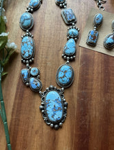 Load image into Gallery viewer, Navajo Sterling Silver Golden Hill Turquoise Chain Lariat Necklace Mary Ellen