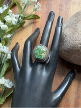 Load image into Gallery viewer, Native American Sterling Silver Sonoran Gold Turquoise Ring. Size 9 Adjustable P