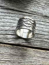 Load image into Gallery viewer, Sunshine Reeves 925 Sterling Silver Stamped Ring. Navajo Size 11 Handmade