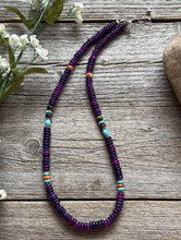 Load image into Gallery viewer, Dyed Sugilite Multi Stone Color Sterling Silver Bead Necklace. 18 inch Gift