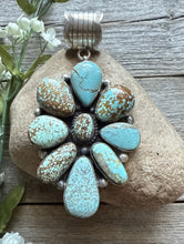 Load image into Gallery viewer, Navajo Sterling Silver Number 8 Turquoise Cluster Pendant. C Yazzie