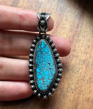 Load image into Gallery viewer, Navajo Sterling Silver Kingman Spiderweb Turquoise Pendant H Piasso