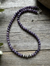 Load image into Gallery viewer, Sterling Silver Charoite W Pearls Bead Necklace. 18 Inch