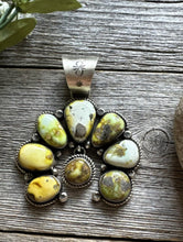 Load image into Gallery viewer, Navajo Sterling Silver Green Palomino Turquoise Naja Pendant Handmade KY
