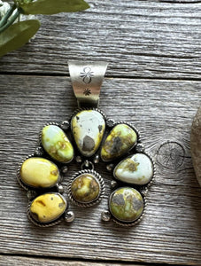 Navajo Sterling Silver Green Palomino Turquoise Naja Pendant Handmade KY