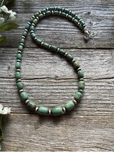 Load image into Gallery viewer, Sterling Silver Green Graduated Turquoise Nuggets Bead Necklace 21 inch