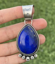Load image into Gallery viewer, Native American Navajo Sterling Silver Lapis Pendant R Yazzie Gift