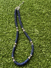 Load image into Gallery viewer, Sterling silver lapis bead necklace 18 inch