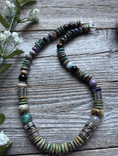 Load image into Gallery viewer, Tommy Rosita Singer T R Sterling Silver Green Turquoise Bead Necklace 20 Inch
