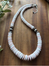 Load image into Gallery viewer, Southwestern Sterling Silver Graduated Pink Conch Bead Necklace. 18 Inch. Gift