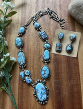 Load image into Gallery viewer, Navajo Sterling Silver Golden Hill Turquoise Chain Lariat Necklace Mary Ellen