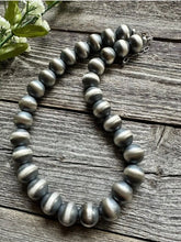 Load image into Gallery viewer, 16mm 22 Inch 925 Sterling Silver Oxidized Pearls Bead Necklace Southwestern