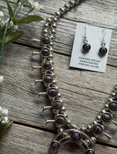 Load image into Gallery viewer, Mini Squash Blossom Sterling Silver Purple Spiny Oyster Shadow Box Necklace Set