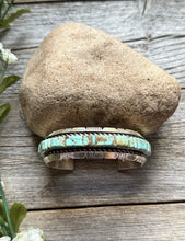 Load image into Gallery viewer, Navajo Native Sterling Silver Blue Turquoise Cuff Bracelet. Steve Francisco