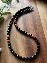 Load image into Gallery viewer, Sterling Silver Black Onyx Red Spiny Oyster Bead Necklace. 18 Inch Gift
