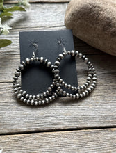 Load image into Gallery viewer, Southwestern Sterling Silver Pearls Double Loop Earrings 2.5 Inch