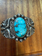 Load image into Gallery viewer, Navajo sterling silver Sonoran turquoise cuff bracelet