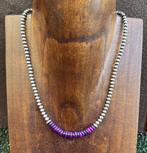 Load image into Gallery viewer, Dyed Sugilite 4mm Sterling Silver Pearls Choker Bead Necklace. 16 Inch. Gift