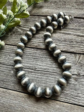 Load image into Gallery viewer, 16mm 20 Inch 925 Sterling Silver Oxidized Pearls Bead Necklace Southwestern