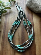 Load image into Gallery viewer, Sterling Silver Multi Strand Turquoise Pearls Bead Necklace 20 Inch