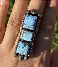 Load image into Gallery viewer, Native American Sterling Silver Golden Hill Turquoise Ring. Size 8. Mary Ellen