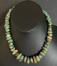 Load image into Gallery viewer, Sterling Silver Green Graduated Turquoise Nuggets Bead Necklace 18 inch