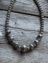 Load image into Gallery viewer, Sterling Silver Stamped Corrugated Pearls Bead Necklace. 18 inch
