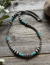 Load image into Gallery viewer, Blue Turquoise Multi Graduated Sterling Silver Pearls Bead Necklace 18” 4mm -8mm