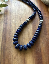 Load image into Gallery viewer, Sterling Silver Graduated Lapis Bead Necklace. 18 inch. Gift