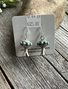 Navajo 925 Sterling Silver Turquoise Blossom Earrings MS Southwestern