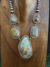 Load image into Gallery viewer, Navajo Handmade Sterling Silver Royston Turquoise Lariat Pearls Bead Necklace KY