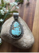 Load image into Gallery viewer, Navajo Sterling Silver Number 8 Turquoise Handmade Pendant Etta Enditto Gift