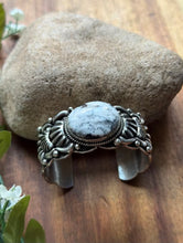 Load image into Gallery viewer, Tsosie White TO Sterling Silver White Buffalo Turquoise Cuff Bracelet Navajo