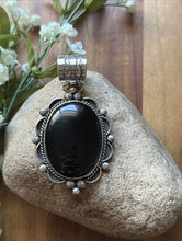 Load image into Gallery viewer, Native American Navajo Sterling Silver Black Onyx Pendant Etta Enditto Gift