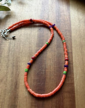 Load image into Gallery viewer, Sterling Silver Orange Bamboo Coral Multi Stone Bead Necklace. 18 Inch Gift