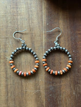 Load image into Gallery viewer, Sterling Silver Orange Spiny Oyster Pearls Bead Hoop Earrings. Gift 2.25 Inch