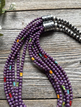 Load image into Gallery viewer, Sterling Silver Multi Strand Stone Purple Pearls Bead Necklace. 24 inch