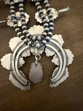 Load image into Gallery viewer, Navajo sterling silver royston turquoise squash blossom necklace KY