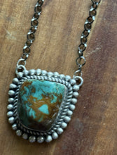 Load image into Gallery viewer, Navajo Sterling Silver Royston Turquoise Chain Lariat Necklace C Yazzie