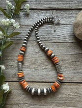 Load image into Gallery viewer, Sterling Silver Orange Spiny Oyster W Pearls Kokopelli Bead Necklace 18 Inch